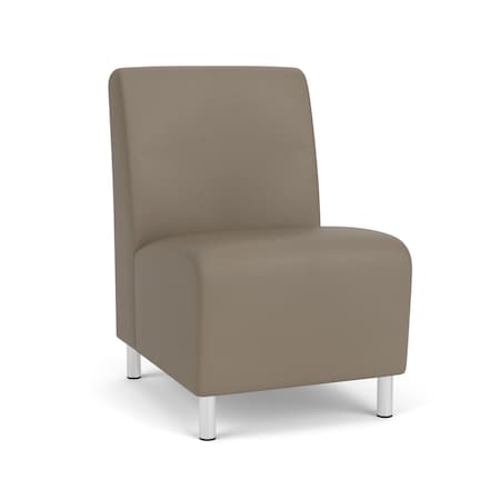 Lesro Siena Lounge Reception Armless Guest Chair, Brushed Steel, MD Farro Upholstery SN1102